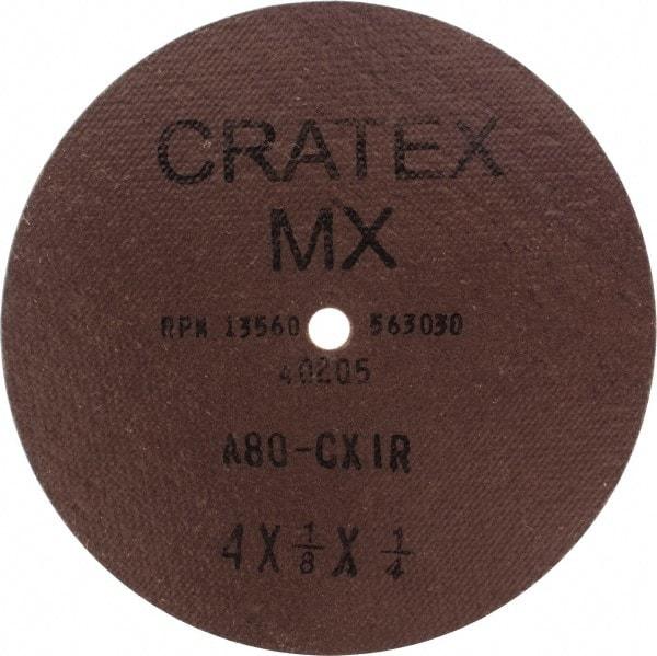 Cratex - 4" Diam 1/4" Hole 80 Grit Fiber Disc - Medium Grade, Aluminum Oxide - Exact Tool & Supply