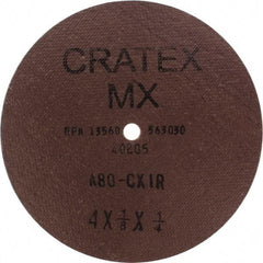 Cratex - 4" Diam 1/4" Hole 80 Grit Fiber Disc - Medium Grade, Aluminum Oxide - Exact Tool & Supply