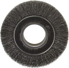 Weiler - 6" OD, 2" Arbor Hole, Crimped Steel Wheel Brush - 1" Face Width, 1-1/8" Trim Length, 0.0104" Filament Diam, 6,000 RPM - Exact Tool & Supply