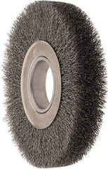 Weiler - 7" OD, 2" Arbor Hole, Crimped Steel Wheel Brush - 1-1/4" Face Width, 1-5/8" Trim Length, 0.014" Filament Diam, 6,000 RPM - Exact Tool & Supply