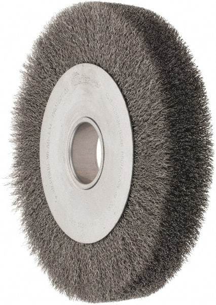 Weiler - 10" OD, 2" Arbor Hole, Crimped Steel Wheel Brush - 1-5/8" Face Width, 1-7/8" Trim Length, 0.0118" Filament Diam, 4,000 RPM - Exact Tool & Supply