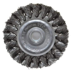 Weiler - 3" OD, 1/2" Arbor Hole, Knotted Steel Wheel Brush - 3/8" Face Width, 5/8" Trim Length, 0.0118" Filament Diam, 25,000 RPM - Exact Tool & Supply