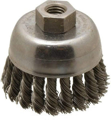 Weiler - 2-3/4" Diam, 1/2-13 Threaded Arbor, Steel Fill Cup Brush - 0.02 Wire Diam, 7/8" Trim Length, 14,000 Max RPM - Exact Tool & Supply