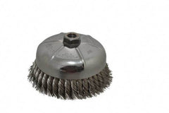 Weiler - 6" Diam, 5/8-11 Threaded Arbor, Stainless Steel Fill Cup Brush - 0.023 Wire Diam, 1-3/8" Trim Length, 6,600 Max RPM - Exact Tool & Supply