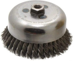 Weiler - 6" Diam, 5/8-11 Threaded Arbor, Steel Fill Cup Brush - 0.023 Wire Diam, 1-3/8" Trim Length, 6,600 Max RPM - Exact Tool & Supply