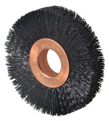 Weiler - 2" OD, 1/2" Arbor Hole, Crimped Nylon Wheel Brush - 3/8" Face Width, 1/2" Trim Length, 0.014" Filament Diam, 20,000 RPM - Exact Tool & Supply
