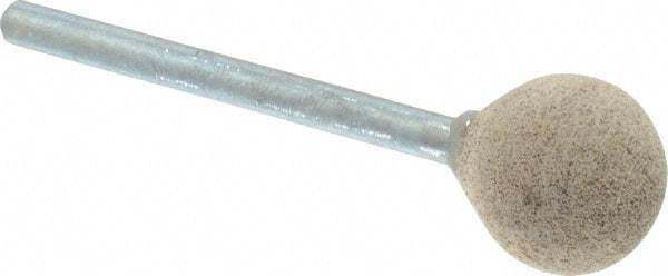Cratex - 1/2" Head Diam x 1/2" Thickness, B121, Ball End, Aluminum Oxide Mounted Point - Medium Grade, 80 Grit, 21,000 RPM - Exact Tool & Supply