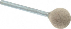 Cratex - 1/2" Head Diam x 1/2" Thickness, B121, Ball End, Aluminum Oxide Mounted Point - Medium Grade, 80 Grit, 21,000 RPM - Exact Tool & Supply
