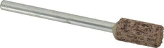 Cratex - 1/4" Head Diam x 1/2" Thickness, W163, Cylinder End, Aluminum Oxide Mounted Point - Very Coarse Grade, 36 Grit, 26,250 RPM - Exact Tool & Supply