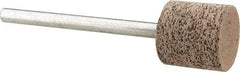 Cratex - 1/2" Head Diam x 1/2" Thickness, W185, Cylinder End, Aluminum Oxide Mounted Point - Very Coarse Grade, 36 Grit, 16,870 RPM - Exact Tool & Supply