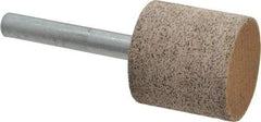 Cratex - 1" Head Diam x 1" Thickness, W220, Cylinder End, Aluminum Oxide Mounted Point - Very Coarse Grade, 36 Grit, 15,750 RPM - Exact Tool & Supply
