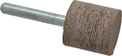 Cratex - 1" Head Diam x 1" Thickness, W220, Cylinder End, Aluminum Oxide Mounted Point - Very Coarse Grade, 36 Grit, 15,750 RPM - Exact Tool & Supply