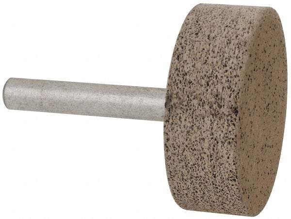 Cratex - 1-1/2" Head Diam x 1/2" Thickness, W236, Cylinder End, Aluminum Oxide Mounted Point - Very Coarse Grade, 36 Grit, 21,750 RPM - Exact Tool & Supply