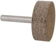 Cratex - 1-1/2" Head Diam x 1/2" Thickness, W236, Cylinder End, Aluminum Oxide Mounted Point - Very Coarse Grade, 36 Grit, 21,750 RPM - Exact Tool & Supply