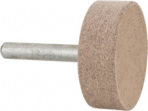 Cratex - 1-1/2" Head Diam x 1/2" Thickness, W236, Cylinder End, Aluminum Oxide Mounted Point - Medium Grade, 80 Grit, 21,750 RPM - Exact Tool & Supply