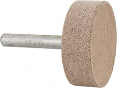 Cratex - 1-1/2" Head Diam x 1/2" Thickness, W236, Cylinder End, Aluminum Oxide Mounted Point - Medium Grade, 80 Grit, 21,750 RPM - Exact Tool & Supply