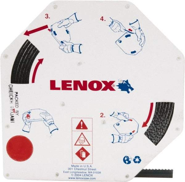 Lenox - 1/2" x 100' x 0.025" Carbon Steel Band Saw Blade Coil Stock - 6 TPI, Toothed Edge, Hook Form, Raker Set, Flexible Back, Constant Pitch, Contour Cutting - Exact Tool & Supply