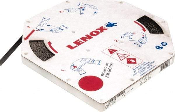 Lenox - 1/2" x 100' x 0.025" Carbon Steel Band Saw Blade Coil Stock - 10 TPI, Toothed Edge, Straight Form, Raker Set, Flexible Back, Constant Pitch, Contour Cutting - Exact Tool & Supply