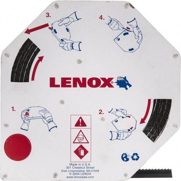 Lenox - 1/2" x 100' x 0.025" Carbon Steel Band Saw Blade Coil Stock - 3 TPI, Toothed Edge, Hook Form, Raker Set, Flexible Back, Constant Pitch, Contour Cutting - Exact Tool & Supply