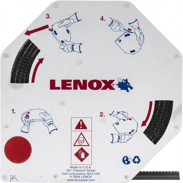 Lenox - 1/2" x 100' x 0.025" Carbon Steel Band Saw Blade Coil Stock - 6 TPI, Toothed Edge, Hook Form, Raker Set, Flexible Back, Constant Pitch, Contour Cutting - Exact Tool & Supply