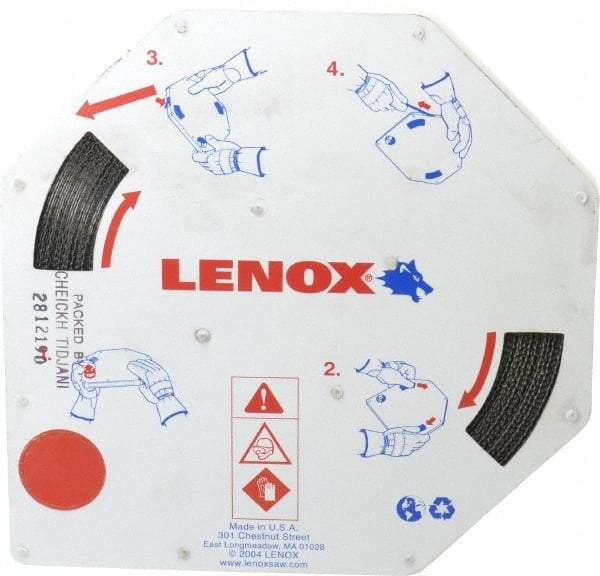 Lenox - 1/2" x 100' x 0.025" Bi-Metal Band Saw Blade Coil Stock - 8 to 12 TPI, Toothed Edge, Modified Raker Set, Flexible Back, Variable Pitch, Contour Cutting - Exact Tool & Supply