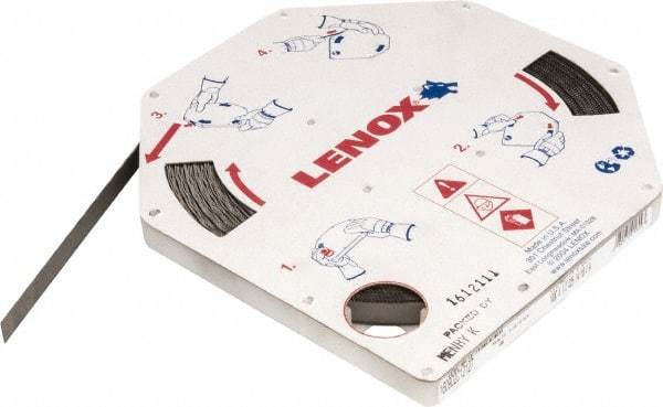 Lenox - 1/2" x 100' x 0.025" Bi-Metal Band Saw Blade Coil Stock - 14 to 18 TPI, Toothed Edge, Wavy Set, Flexible Back, Variable Pitch, Contour Cutting - Exact Tool & Supply
