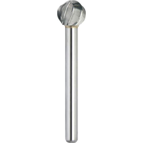Made in USA - 3/4" Cut Diam, 3/8" Shank Diam, Ball Head Aluma Cut Burr - Carbide, 11/16" LOC, 2-1/2" OAL - Exact Tool & Supply