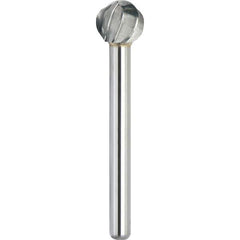 Made in USA - 1/2" Cut Diam, 0.2362" Shank Diam, Ball Head Aluma Cut Burr - Carbide, 11mm LOC, 56mm OAL - Exact Tool & Supply