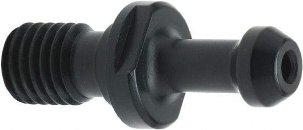 Parlec - BT30 Taper, M12x1.75 Thread, 45° Angle Radius, Standard Retention Knob - 1.7" OAL, 0.43" Knob Diam, 0.908" from Knob to Flange, 1/8" Coolant Hole, Through Coolant - Exact Tool & Supply