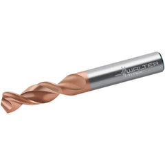 Walter-Titex - #12 130° Parabolic Flute Cobalt Screw Machine Drill Bit - AlCrN Finish, Right Hand Cut, 26mm Flute Length, 62mm OAL, Conical+U Point, Straight Shank - Exact Tool & Supply