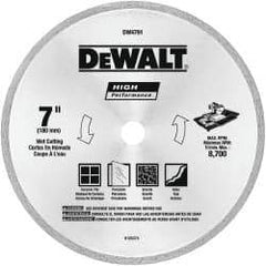 DeWALT - 7" Diam, 5/8 & 7/8" Arbor Hole Diam, Wet & Dry Cut Saw Blade - Diamond-Tipped, Straight Action, Standard Round Arbor - Exact Tool & Supply