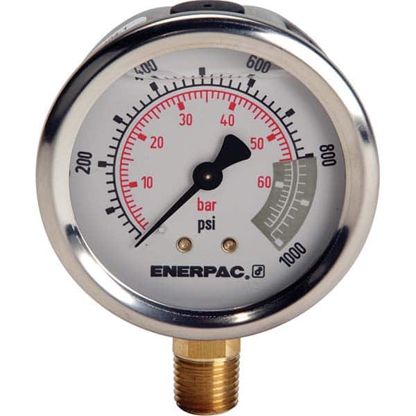 Enerpac - Hydraulic Pressure Gages & Adapters Type: Glycerine Filled Pressure Rating: 600 - Exact Tool & Supply