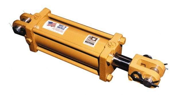 Prince - 3-1/2" Bore, 1-3/8" Rod Diam, Double Acting NFPA Tie Rod Cylinder - 10" Stroke Length, 3/4-16 Port, 3/4-16 Rod Thread, Clevis Mount - Exact Tool & Supply
