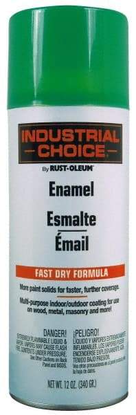 Rust-Oleum - Fluorescent Green, Gloss, Enamel Spray Paint - 8 to 12 Sq Ft per Can, 12 oz Container - Exact Tool & Supply