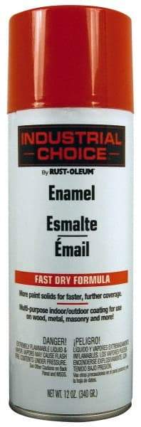 Rust-Oleum - Safety Red, Gloss, Enamel Spray Paint - 8 to 12 Sq Ft per Can, 12 oz Container, Use on Drums, Equipment & Color Coding, Furniture, Ladders, Lockers, Motors, Stenciling, Tools - Exact Tool & Supply