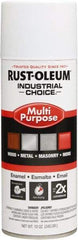 Rust-Oleum - White, Flat, Enamel Spray Paint - 8 to 12 Sq Ft per Can, 16 oz Container, Use on Drums, Equipment & Color Coding, Furniture, Ladders, Lockers, Motors, Stenciling, Tools - Exact Tool & Supply
