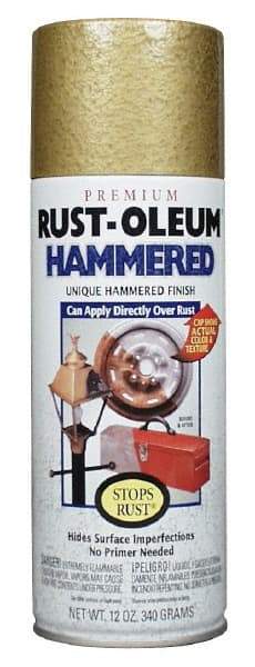 Rust-Oleum - 12 oz Gray Hammertone Finish Alkyd Enamel Paint - 20 Sq Ft per Gal, Interior/Exterior, Direct to Metal - Exact Tool & Supply