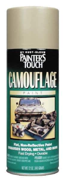 Rust-Oleum - Khaki (Color), Flat, Camouflage Spray Paint - 8 to 10 Sq Ft per Can, 16 oz Container, Use on Camouflage Paint - Exact Tool & Supply