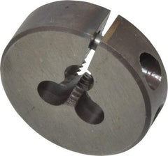 Made in USA - #6-32 UNC Thread, 13/16" Outside Diam High Speed Steel Round Die - 1/4" Thick, Right Hand Thread, Adjustable - Exact Tool & Supply