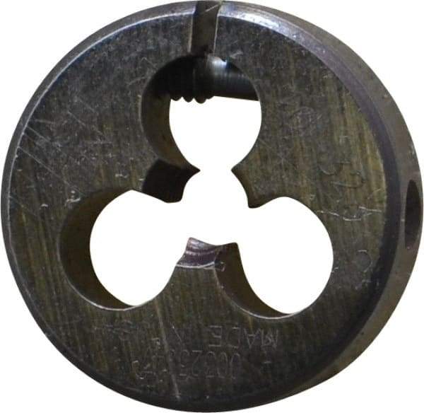 Made in USA - #10-32 UNF Thread, 13/16" Outside Diam High Speed Steel Round Die - 1/4" Thick, Right Hand Thread, Adjustable - Exact Tool & Supply