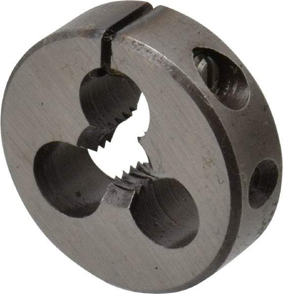 Made in USA - #12-28 UNF Thread, 13/16" Outside Diam High Speed Steel Round Die - 1/4" Thick, Right Hand Thread, Adjustable - Exact Tool & Supply
