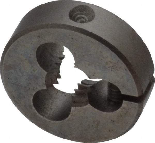 Made in USA - 1/4-20 UNC Thread, 13/16" Outside Diam High Speed Steel Round Die - 1/4" Thick, Right Hand Thread, Adjustable - Exact Tool & Supply