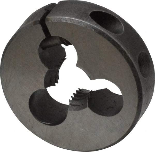 Made in USA - 1/4-28 UNF Thread, 13/16" Outside Diam High Speed Steel Round Die - 1/4" Thick, Right Hand Thread, Adjustable - Exact Tool & Supply