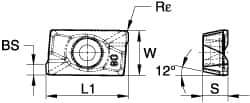 Kennametal - APPT160432 GD Grade KCPK30 Carbide Milling Insert - TiN/TiCN/Al2O3 Finish, 0.2071" Thick, 3.2mm Corner Radius - Exact Tool & Supply