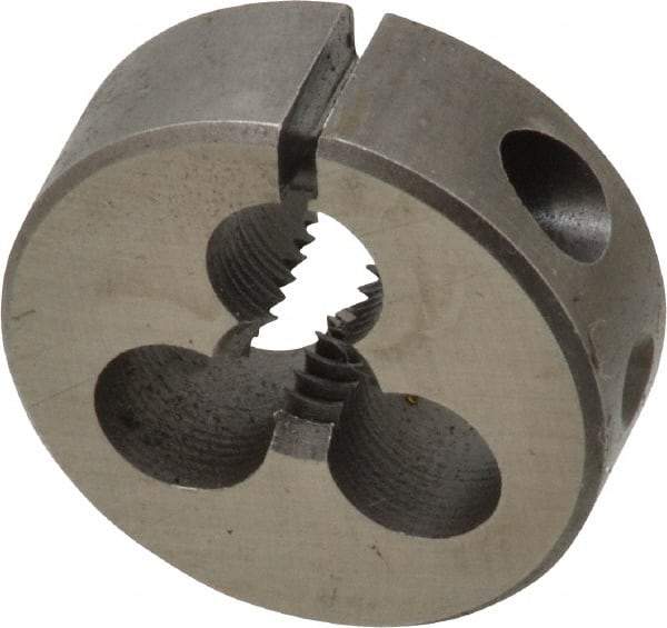 Made in USA - 1/4-20 UNC Thread, 1" Outside Diam High Speed Steel Round Die - 3/8" Thick, Right Hand Thread, Adjustable - Exact Tool & Supply