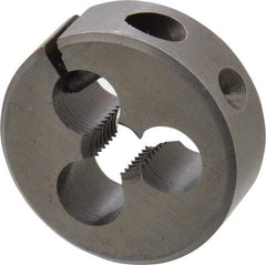 Made in USA - 1/4-28 UNF Thread, 1" Outside Diam High Speed Steel Round Die - 3/8" Thick, Right Hand Thread, Adjustable - Exact Tool & Supply