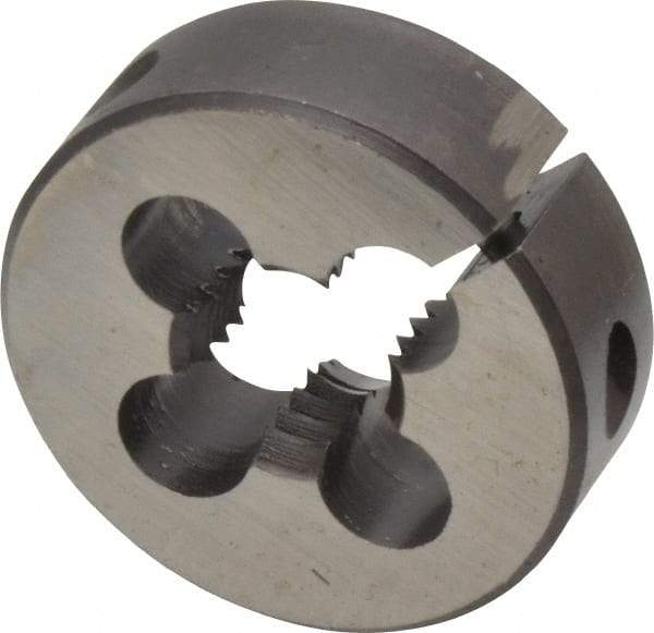 Made in USA - 9/16-12 UNC Thread, 1-1/2" Outside Diam High Speed Steel Round Die - 1/2" Thick, Right Hand Thread, Adjustable - Exact Tool & Supply