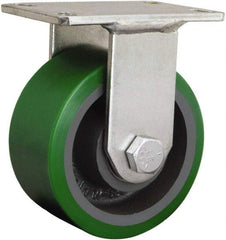 Hamilton - 4-1/2" Diam x 1-5/8" Wide x 7-1/4" OAH Top Plate Mount Rigid Caster - Cast Iron, 3,000 Lb Capacity, Straight Roller Bearing, 5-1/4 x 7-1/4" Plate - Exact Tool & Supply