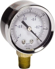 Gast - 1/4 NPT Air Compressor Vacuum Gauge - 2" Diam, Use with Gast 0211/0523 Rotary Vane Units - Exact Tool & Supply