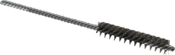 Made in USA - 5/16" Diam Helical Stainless Steel Tube Brush - Double Spiral, 0.005" Filament Diam, 1-1/2" Brush Length, 4" OAL, 1/8" Diam Galvanized Steel Shank - Exact Tool & Supply